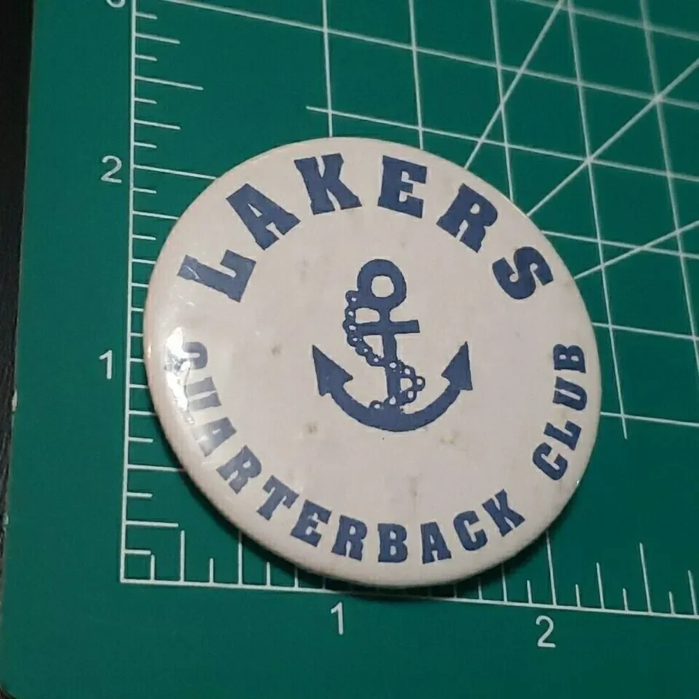 LSSU Lakers Quarterback Club Vintage Button Badge College Football Lake Superior